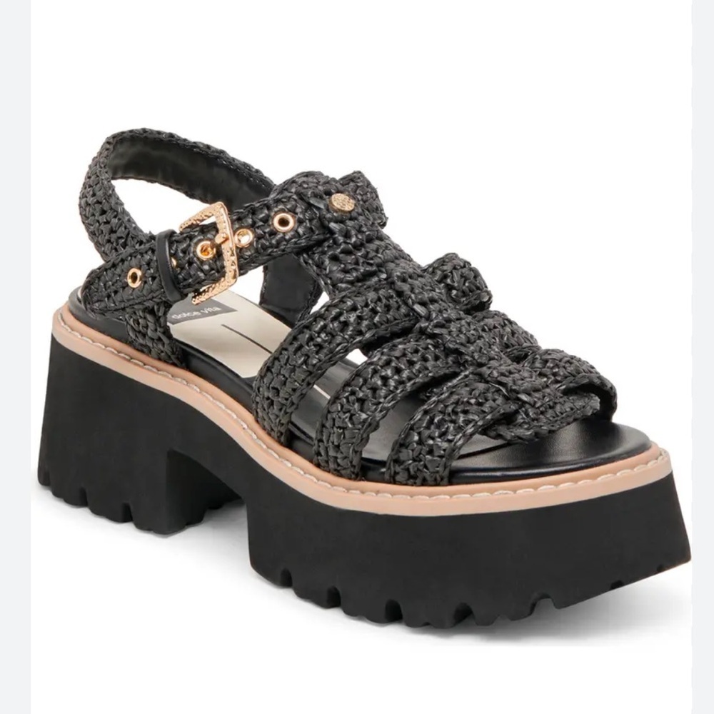 Dolce Vita Lasly Platform Fisherman Sandal in Onyx Knit, Size 8.5